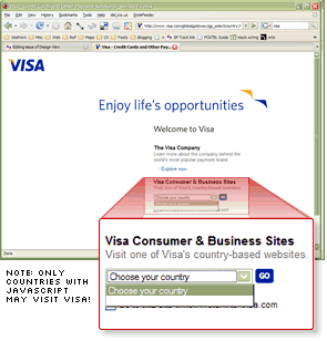 Visa.com without Javascript enabled