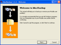 Mozbackup in action
