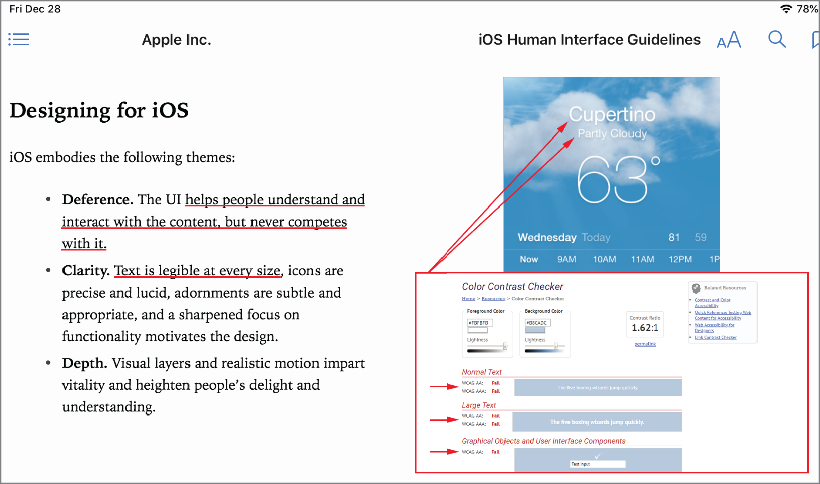 Screenshot displaying the very first page of Apple&rsquo;s Human Interface Guidelines, embodying a set of themes.