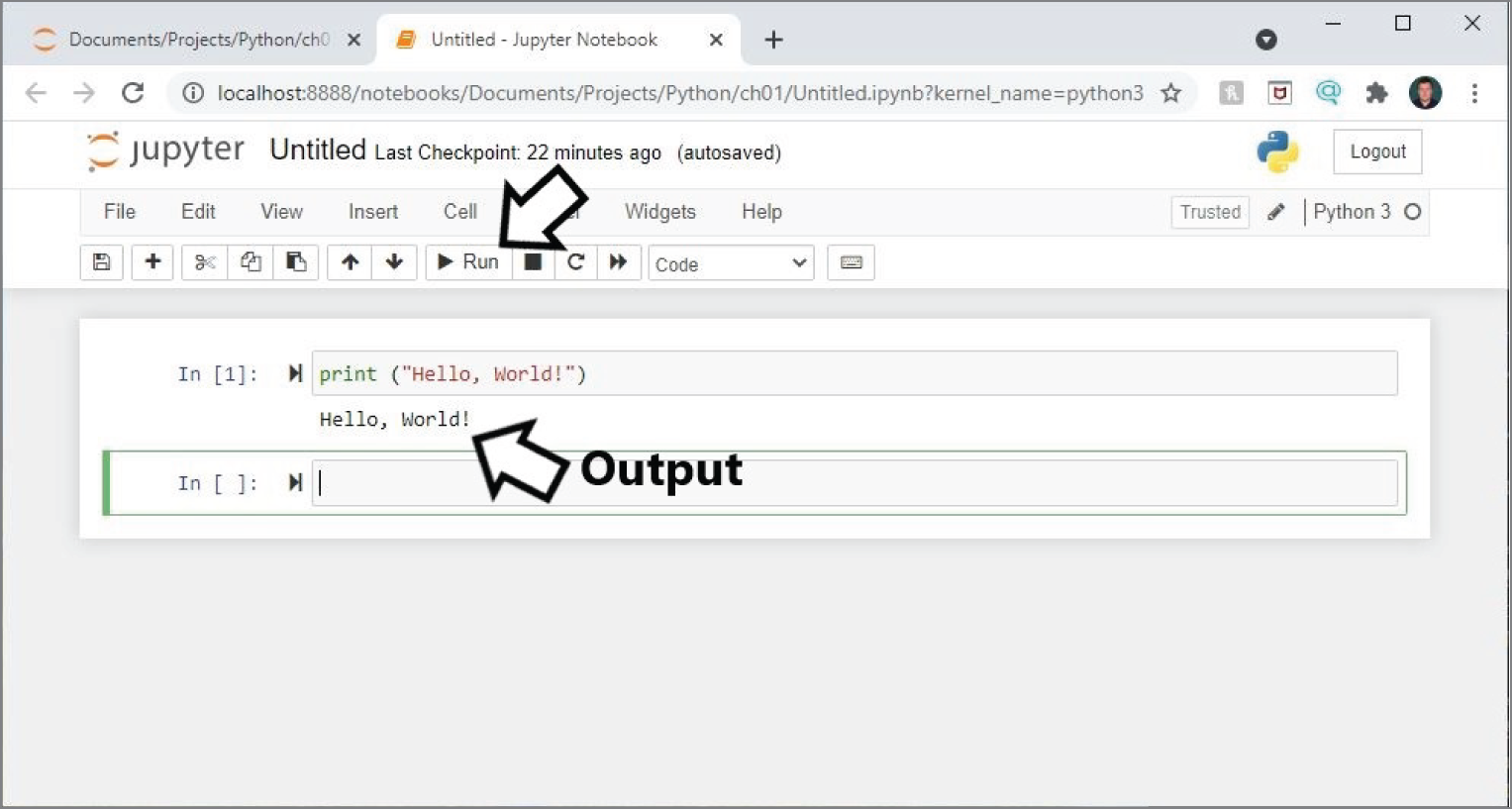 Snapshot of running a Python script in Jupyter Notebook
