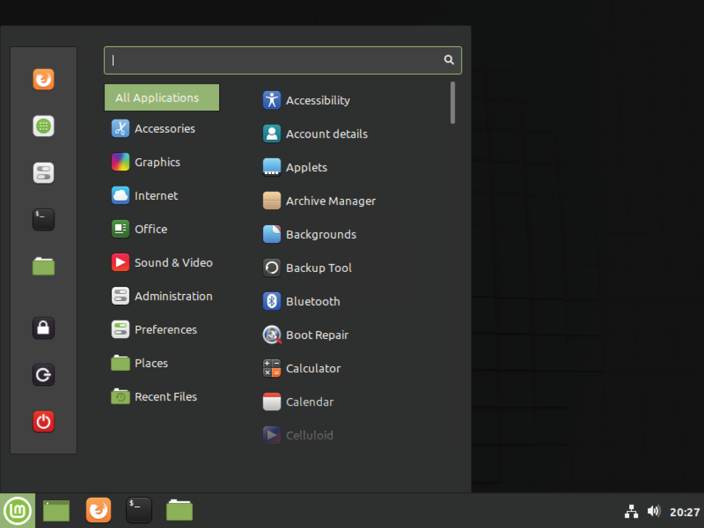 Snapshot of the Cinnamon desktop from Linux Mint.