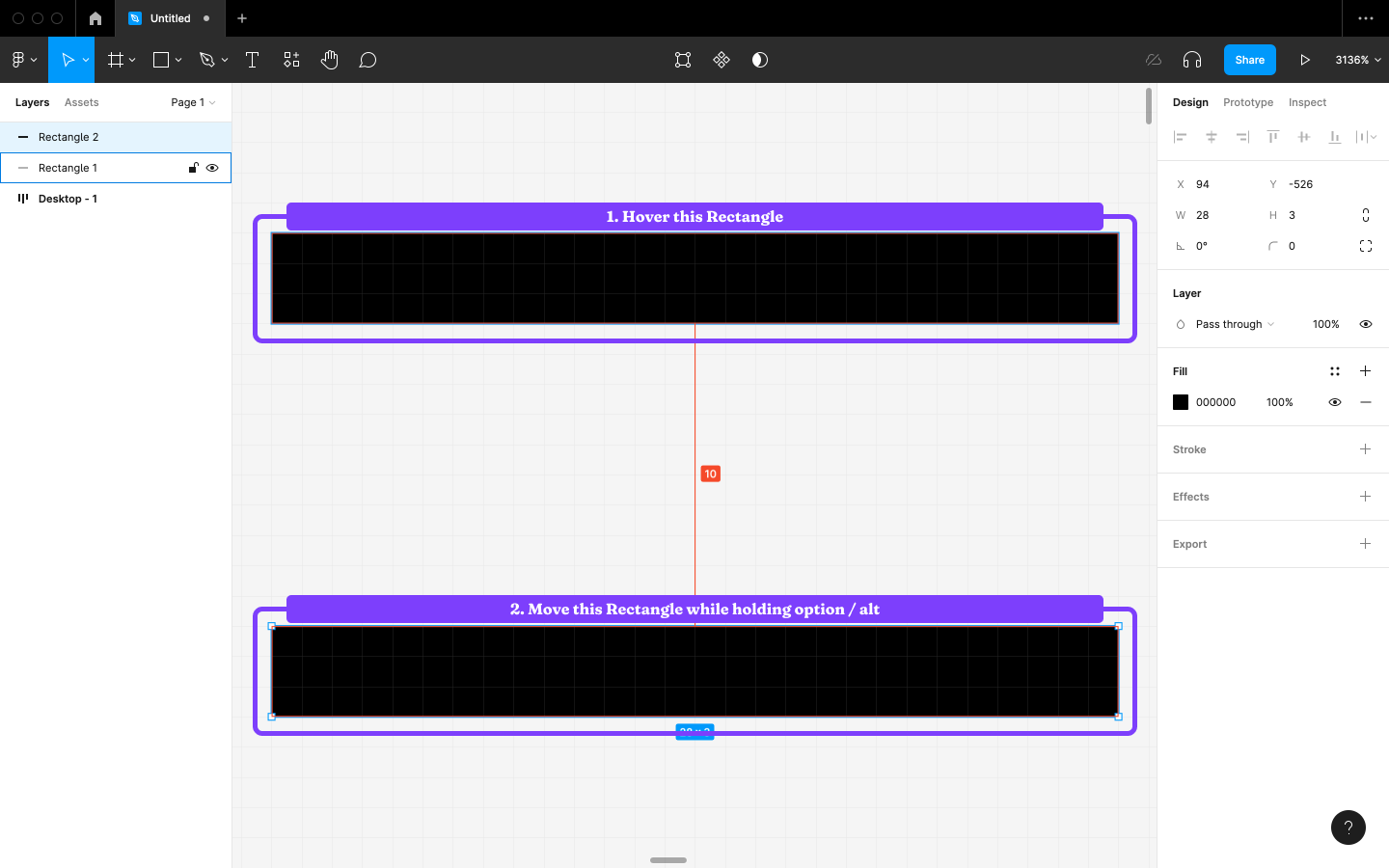 Setting the distance between layers