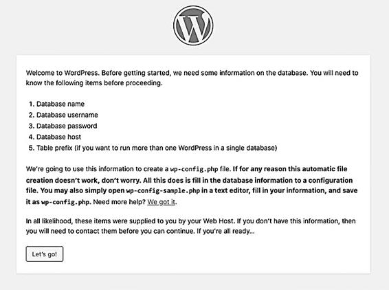 Image 12 - WordPress initial installation screen