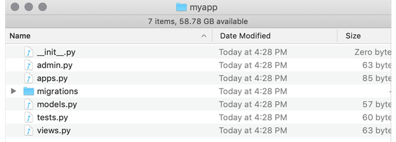 Figure 1.10: The contents of the myapp app directory 