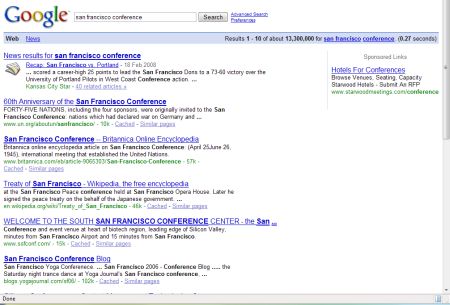 Google search on conferences in San Francisco