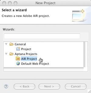 Creating a new Aptana Project