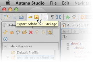 Exporting an AIR package in Aptana Studio