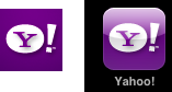 The Yahoo icon, left, and its icon on the Home screen, right