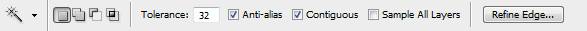Tool options bar in Photoshop