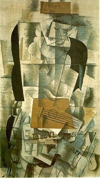 Georges Braque: Woman with a guitar, painted 1913, in the Musée Nationale d’Art Moderne, Centre Georges Pompidou, Paris, France.