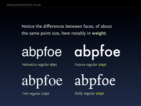 Slide 92 from Standards friendly web type: differences in weight