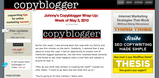 The compelling content of CopyBlogger