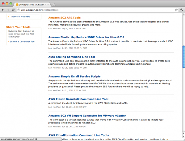 AWS Developer Tools page