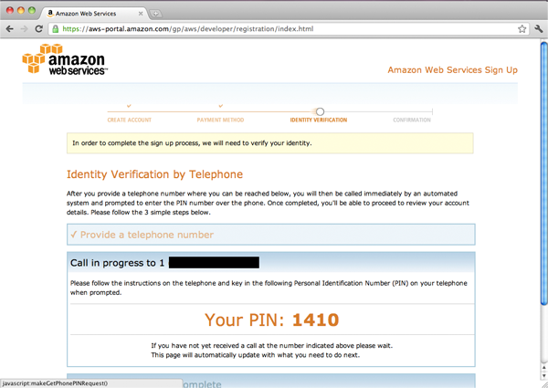 AWS Identity Verification screen
