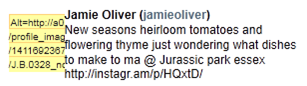 Tweet from Jamie Oliver with a spacer GIF with a URL for an ALT attribute