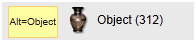 ’Object (312)’ text link next to an image of an urn with the ALT attribute ‘Object’