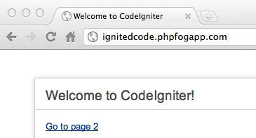 CodeIgniter with code updates on PHPFog