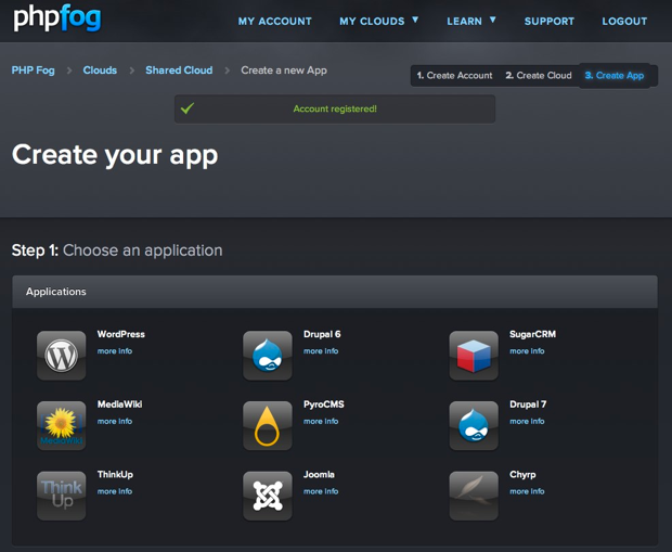 create an app on PHPFog