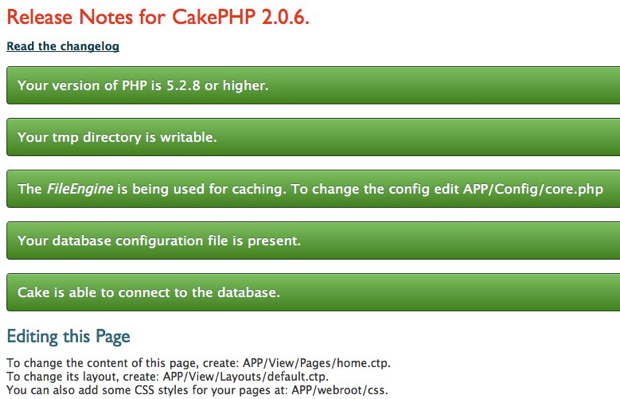 CakePHP installed