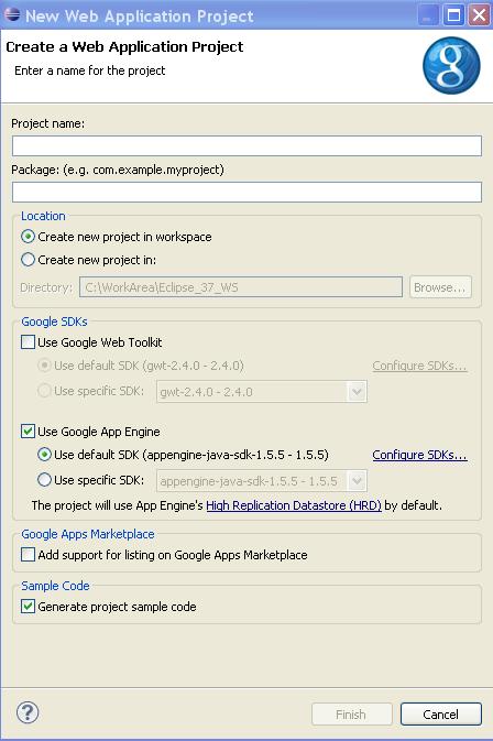 Creating new GAE project in Eclipse