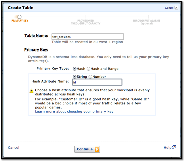 Create the table, step 2