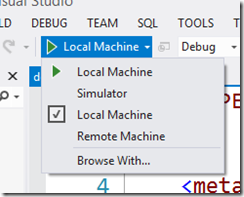 screen shot of Local Machine settings
