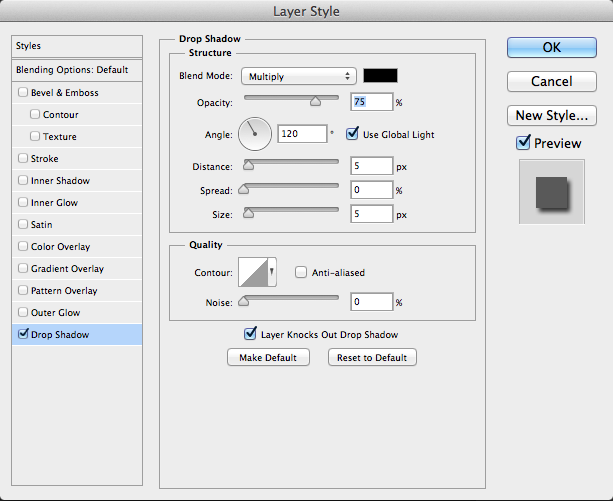 Layer Styles-drop shadows