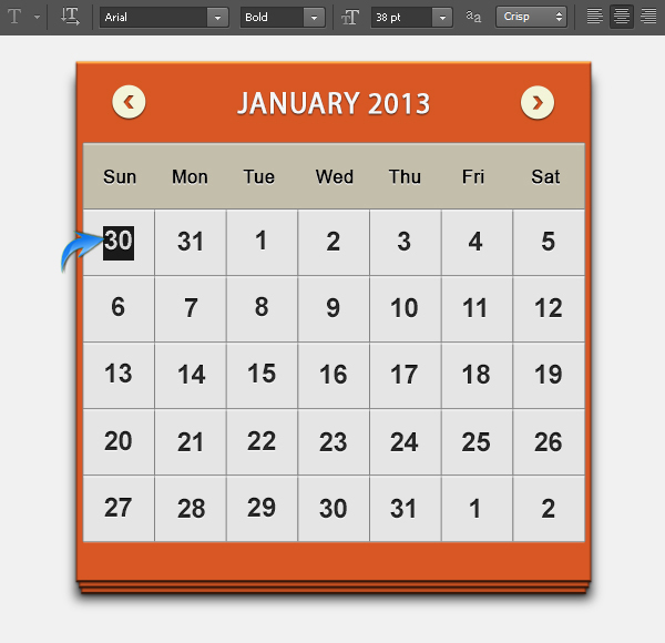 2013 calendar UI