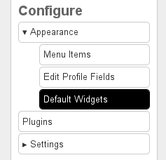 Configure default widgets for the dashboard