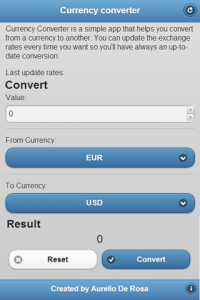Currency Converter main page