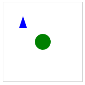Figure 4 A Blue Triangle and a Green Circle Drawn with Fabric 