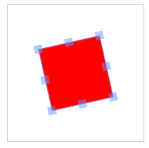 Figure 7 Red, Rotated Rectangle in Selected State (Controls Visible) 