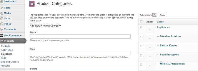woocommerce product categories