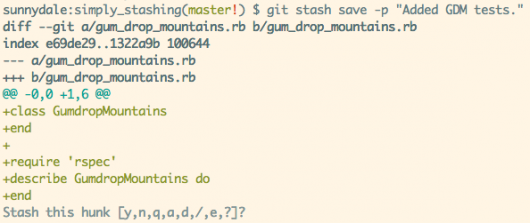 git stash with message