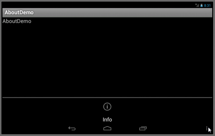 Viewing the options menu under Android 4.1.