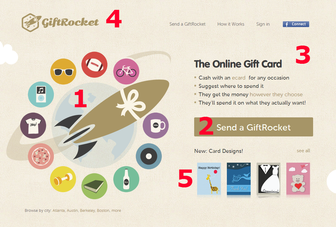 Screenshot: Gift Rocket Dotcom