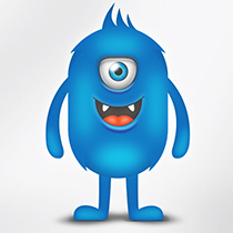 Blue one-eyed monster illustration