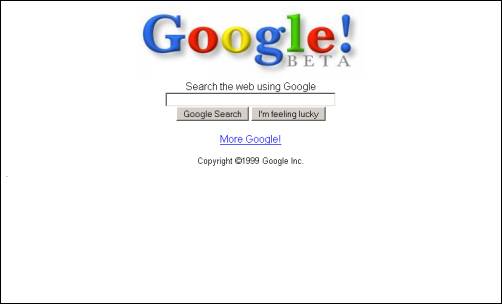 Screen shot Google circa 1999