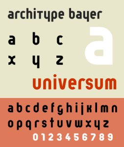 Bayer's industrial universum font.