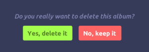 Delete button rendered in red - Cancel in green