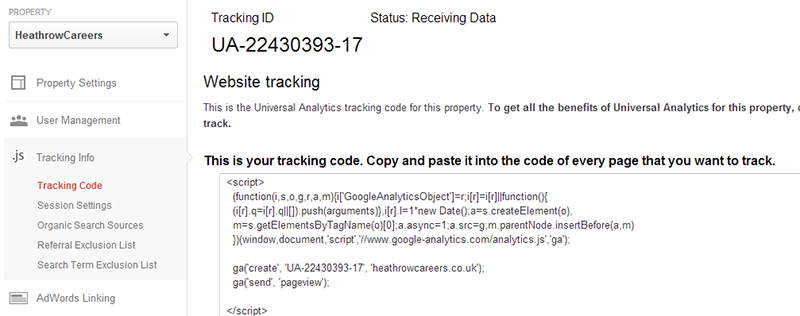 Universal Analytics tracking code