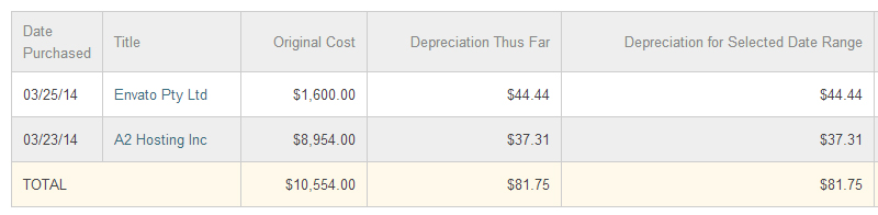 Less Depreciation Report