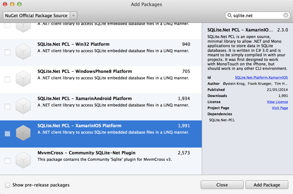 nuget in Xamarin