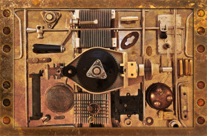 Abstract background of a variety of metal parts