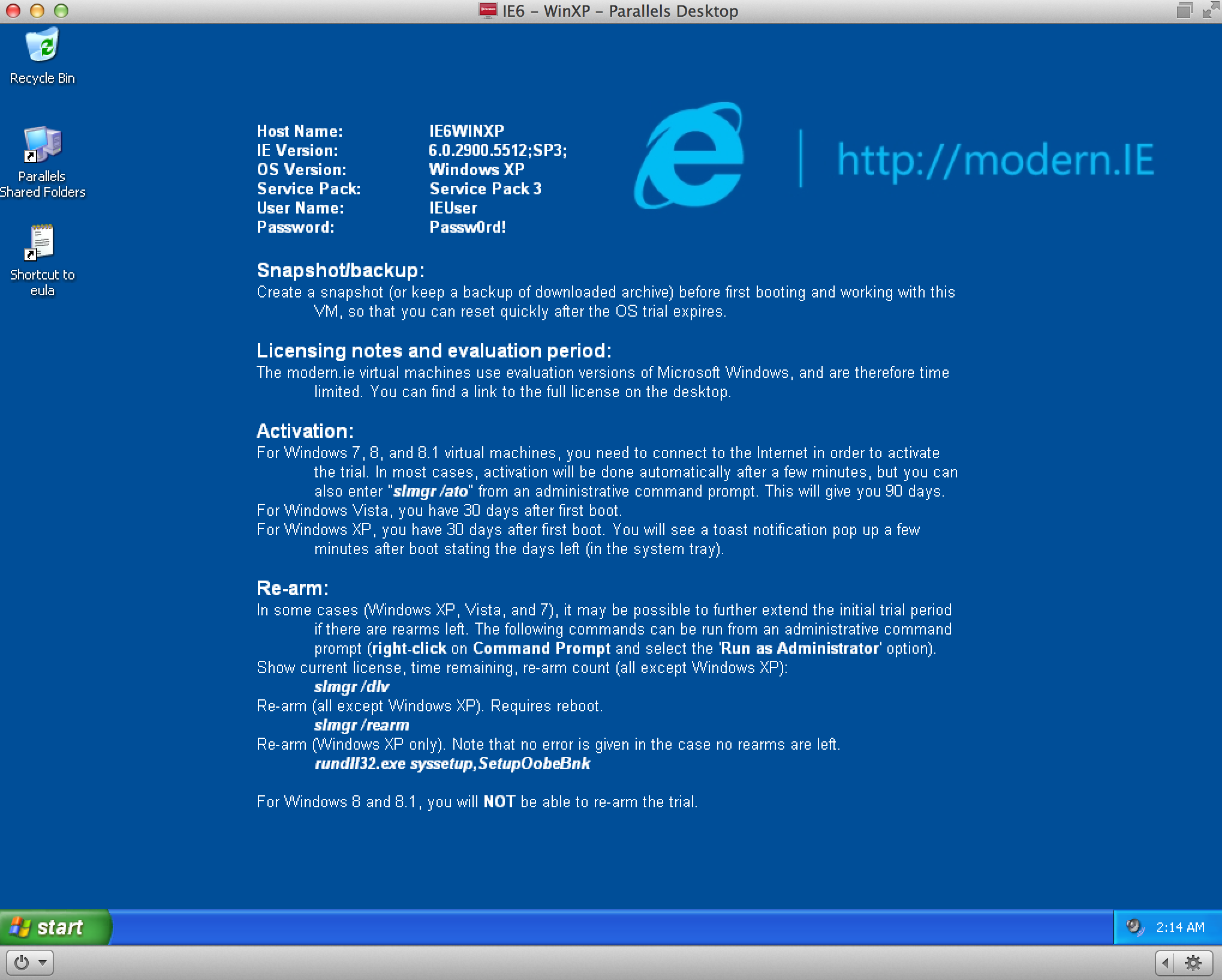 Windows XP and IE6