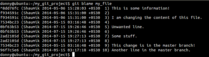 blame contents of a file