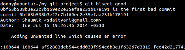 git bisect finds the bad commit