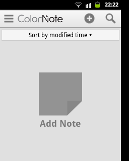 ColorNote App showing a simple 'Add note' control