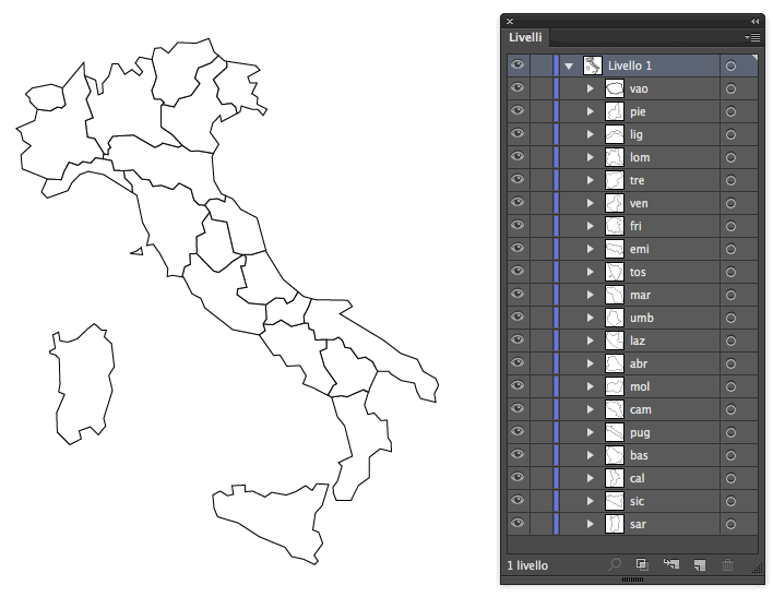 Illustrator Map of Italy