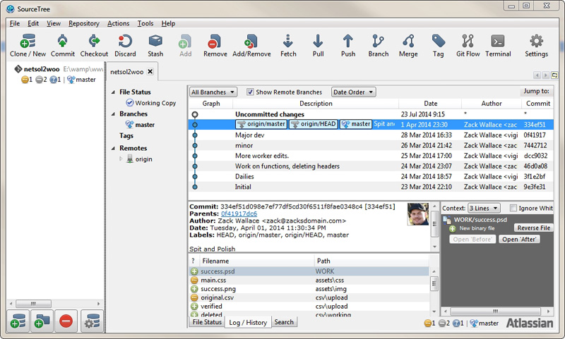 Sourcetree with one project added